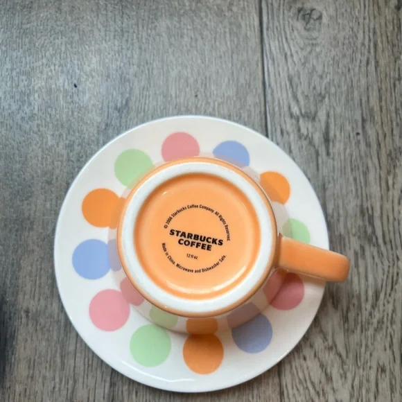 Starbucks Multicolor Polka Dot Mugs Set With Saucers - Picture 6 of 7